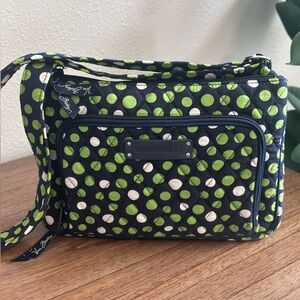 Vera Bradley Lime Green and Navy Polka Dot Quilted Crossbody - Like New!